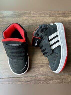 Adidas Hoops Mid 2.0 I Basketball Sneakers - Toddler Size 7 - Black/Red/White